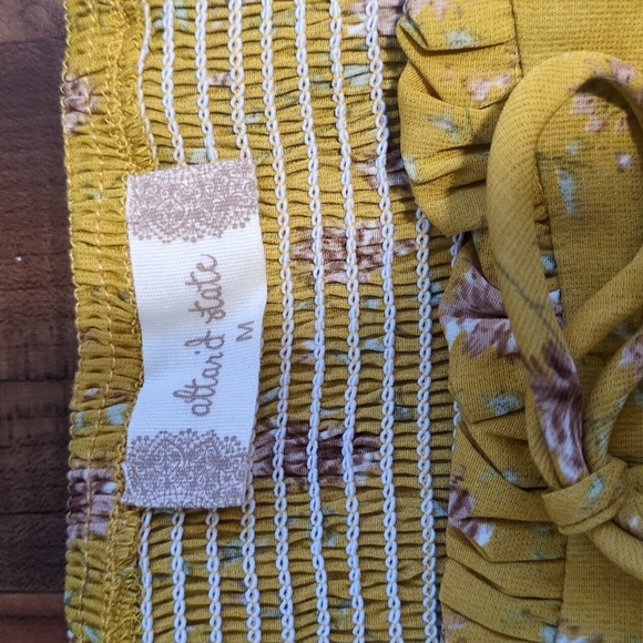 NWT Altar'd State Medium Long Sleeve Mustard Floral Crop Top - Picture 2 of 4